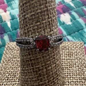 Bomb Party feeling sassy size 8 garnet cz hematite plating